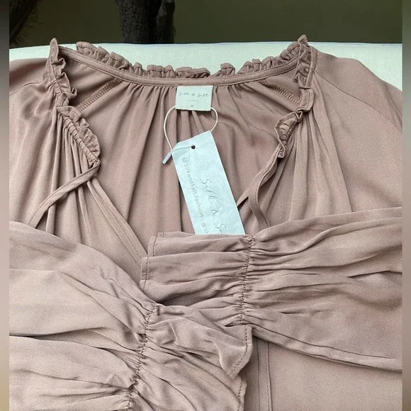 NWT Silk & Salt 100% Cotton BOHO Oversized MAXI Dusty Rose Bohemian Dress Med - Picture 10 of 14